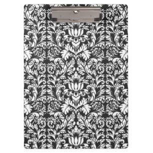 Antike Schwarz-Weiß-Damask-Lace-Brokat Klemmbrett