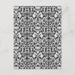 Antike Schwarz-Weiß-Damask-Lace-Brokat Postkarte