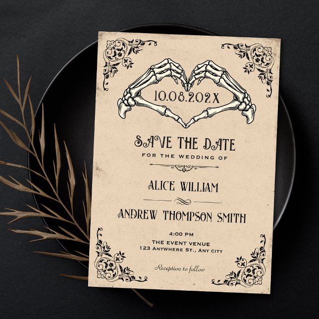 Antike Schwarz-Weiß-Gotik-Bogen-Hochzeit  Save The Date (Von Creator hochgeladen)