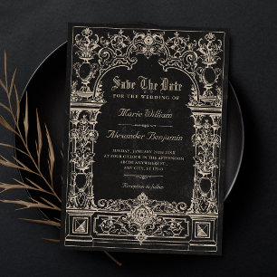 Antike schwarze barock gotische Bogenhochzeit Save The Date