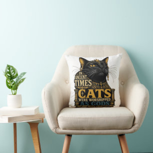 Antike Schwarze Katze Haltung Kissen