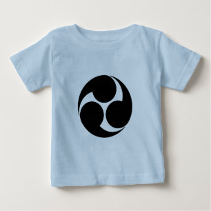 Antike schwarze Kobayakawa Japan Mon orientalische Baby T-shirt