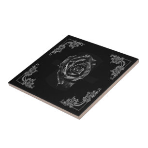 Antike schwarze Rosenfliese Fliese