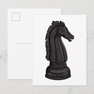 Antike schwarze Schachfigur Postkarte