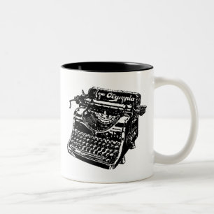 Antike schwarze Schreibmaschine Zweifarbige Tasse