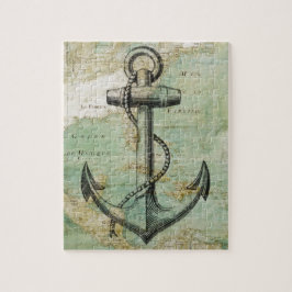 Antike Seekarte mit Anker Puzzle