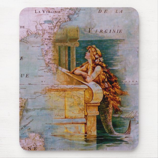 Antike Seekarte u. Meerjungfrau Mousepad (Vorne)
