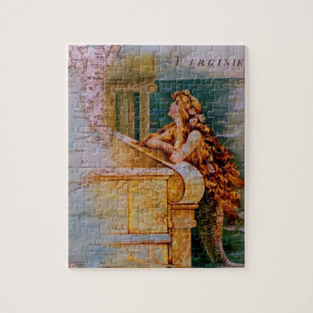 Antike Seekarte u. Meerjungfrau Puzzle (Vertikal)