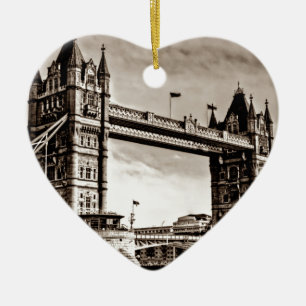 Antike Sepia London Tower Bridge Keramikornament