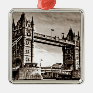 Antike Sepia London Tower Bridge Ornament Aus Metall