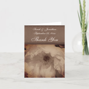 Antike Sepia-Pfingstrose Personalisierte Florale H Dankeskarte