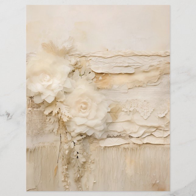 Antike Shabby Chic Beige Spitzen Scrapbook Papiere (Vorderseite)