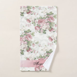 Antike Shabby Chic Blumen - Personalisiert Badhandtuch Set