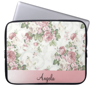 Antike Shabby Chic Blumen - Personalisiert Laptopschutzhülle