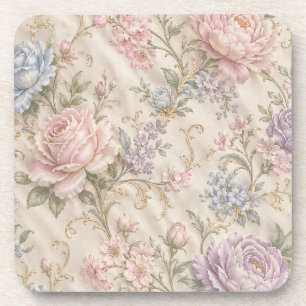 Antike Shabby Chic Rosa Pfingstrose Rose floral Getränkeuntersetzer