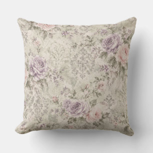 Antike Shabby Chic Rosa und Lavendelrosen Wanduhr Kissen