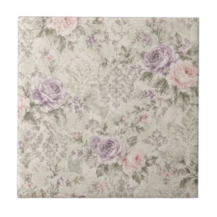 Antike Shabby Chic Rosen Quadratische Wanduhr Fliese