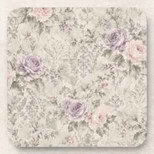 Antike Shabby Chic Rosen Quadratische Wanduhr Getränkeuntersetzer