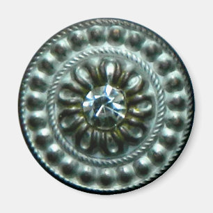 Antike Silberbrosche mit Edelstein Magnet
