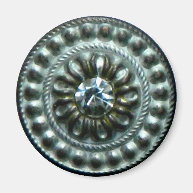 Antike Silberbrosche mit Edelstein Magnet (Vorne)