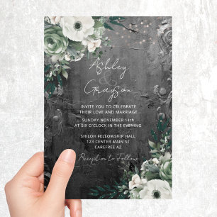 Antike Silberromantische Blumenhochzeit Einladung