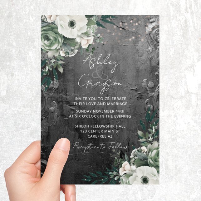 Antike Silberromantische Blumenhochzeit Einladung (Von Creator hochgeladen)