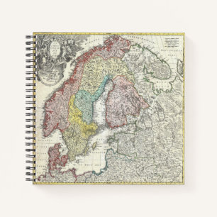 Antike Skandinavienkarte Notizbuch