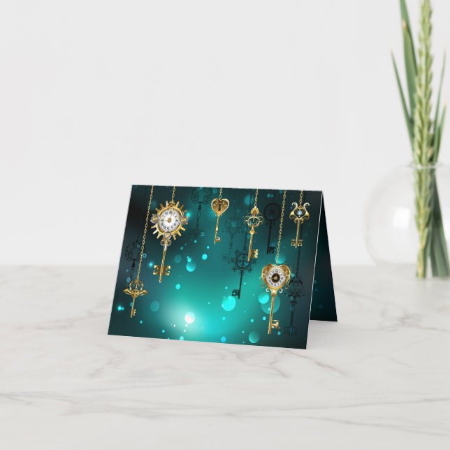 Antike Skeleton Keys on Green Background Ankündigung (Vorderseite)