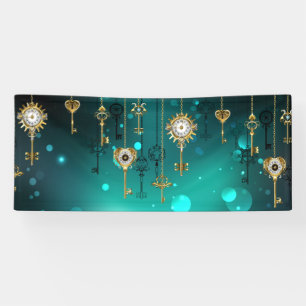 Antike Skeleton Keys on Green Background Banner
