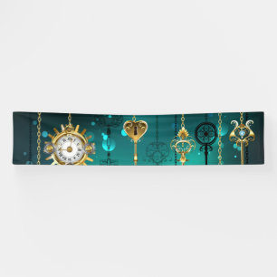 Antike Skeleton Keys on Green Background Banner