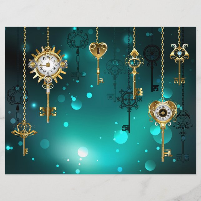 Antike Skeleton Keys on Green Background Briefbogen (Vorderseite)