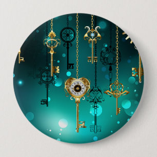 Antike Skeleton Keys on Green Background Button