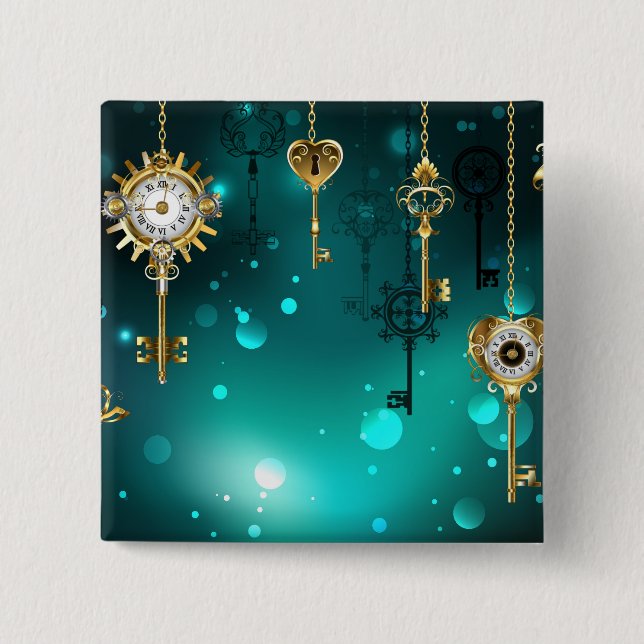 Antike Skeleton Keys on Green Background Button (Vorderseite)