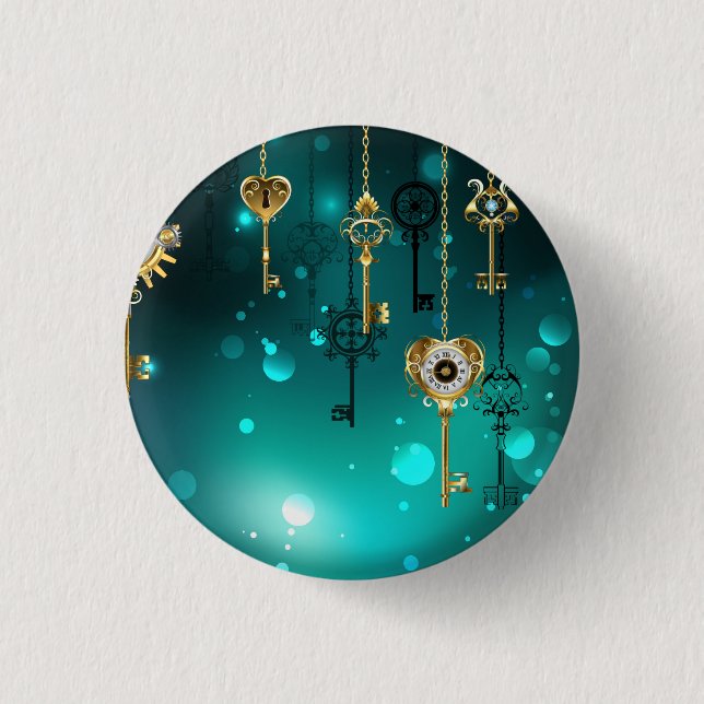 Antike Skeleton Keys on Green Background Button (Vorderseite)