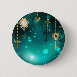 Antike Skeleton Keys on Green Background Button
