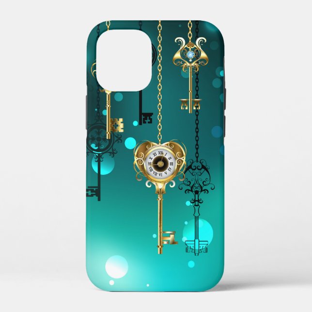 Antike Skeleton Keys on Green Background Case-Mate iPhone Hülle (Rückseite)