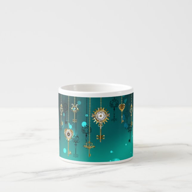 Antike Skeleton Keys on Green Background Espressotasse (Vorderseite)