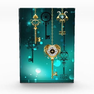 Antike Skeleton Keys on Green Background Fotoblock