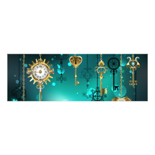 Antike Skeleton Keys on Green Background Fotodruck