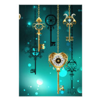 Antike Skeleton Keys on Green Background