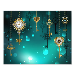 Antike Skeleton Keys on Green Background Fotodruck