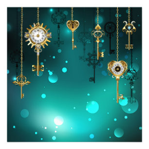 Antike Skeleton Keys on Green Background Fotodruck