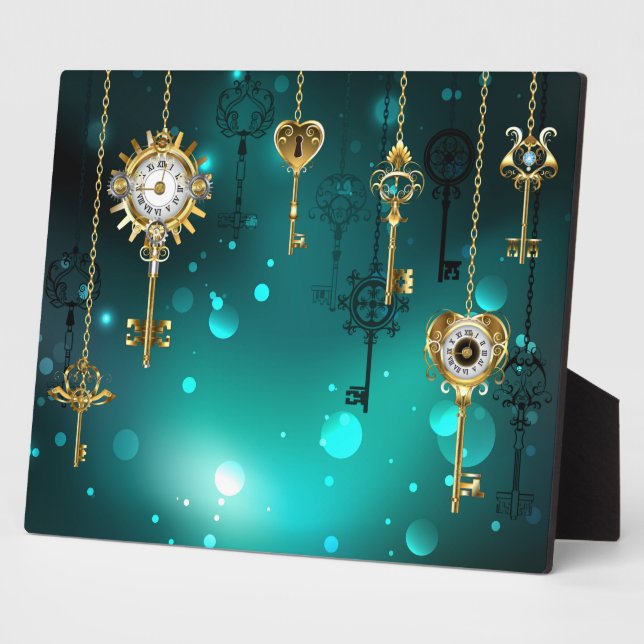 Antike Skeleton Keys on Green Background Fotoplatte (Seite)