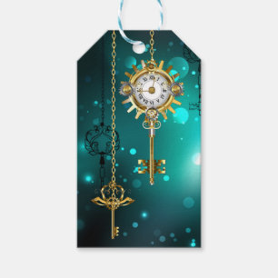 Antike Skeleton Keys on Green Background Geschenkanhänger