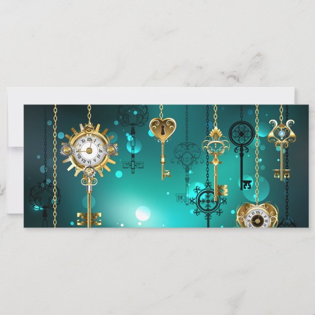 Antike Skeleton Keys on Green Background Karte (Vorderseite)