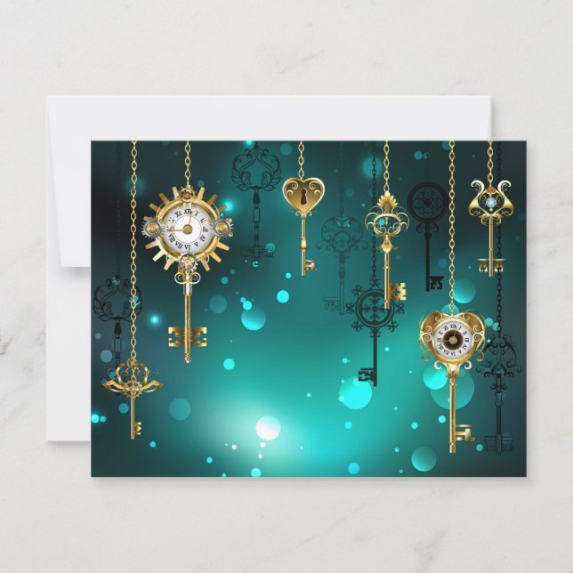 Antike Skeleton Keys on Green Background Karte (Vorderseite)