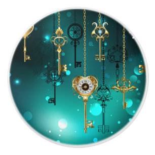 Antike Skeleton Keys on Green Background Keramikknauf