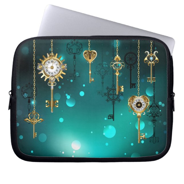 Antike Skeleton Keys on Green Background Laptopschutzhülle (Vorderseite)