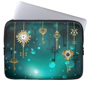Antike Skeleton Keys on Green Background Laptopschutzhülle