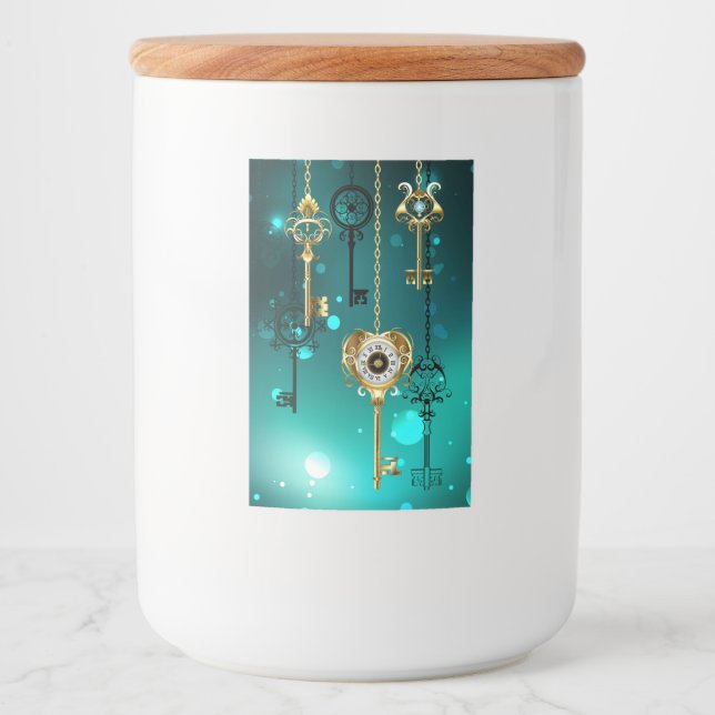 Antike Skeleton Keys on Green Background Lebensmitteletikett (Vorderseite)